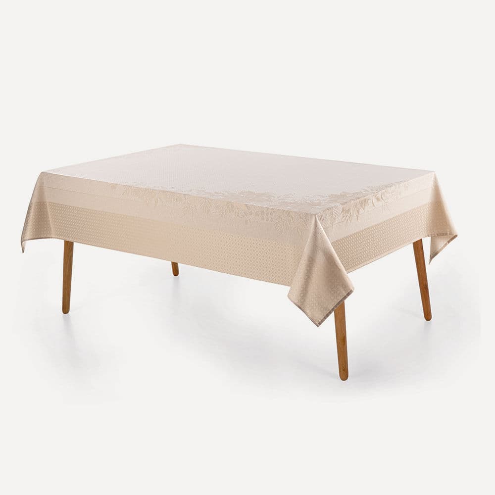 Toalha de Mesa Retangular 8 Lugares Flor do Natal Bege