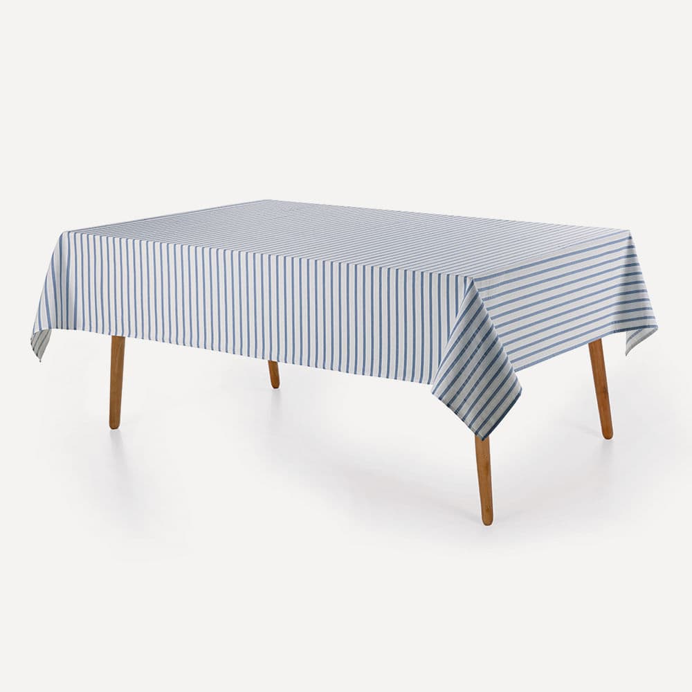 Toalha de Mesa Retangular 8 Lugares Zaira Branco/Azul