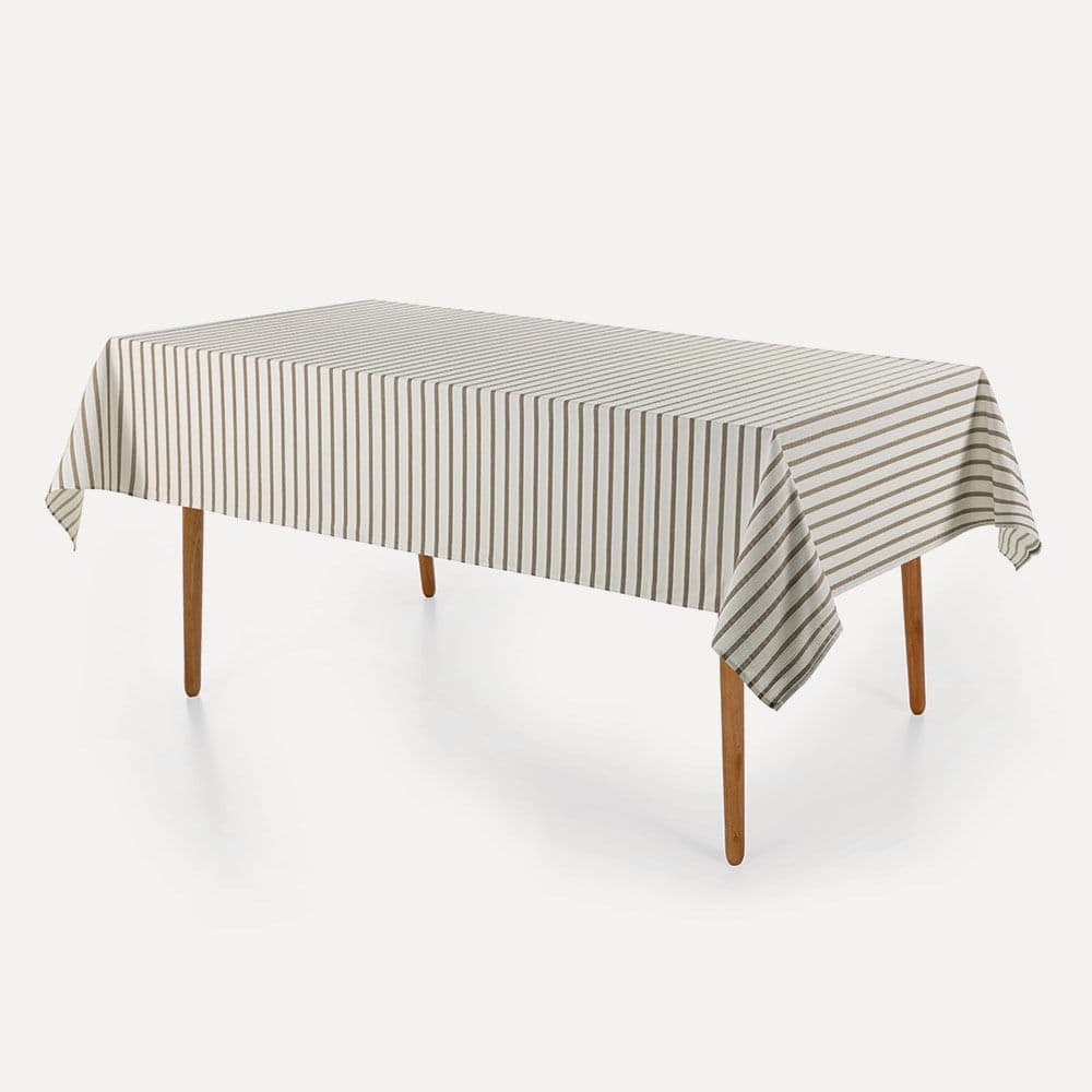 Toalha de Mesa Retangular 8 Lugares Zaira Branco/Taupe