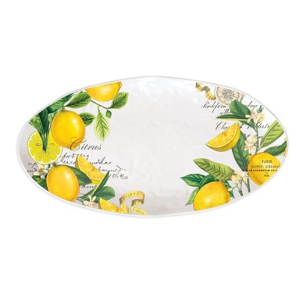 Travessa Oval Melamina Lemon Basil Michel Design 48,2x25,4x3cm