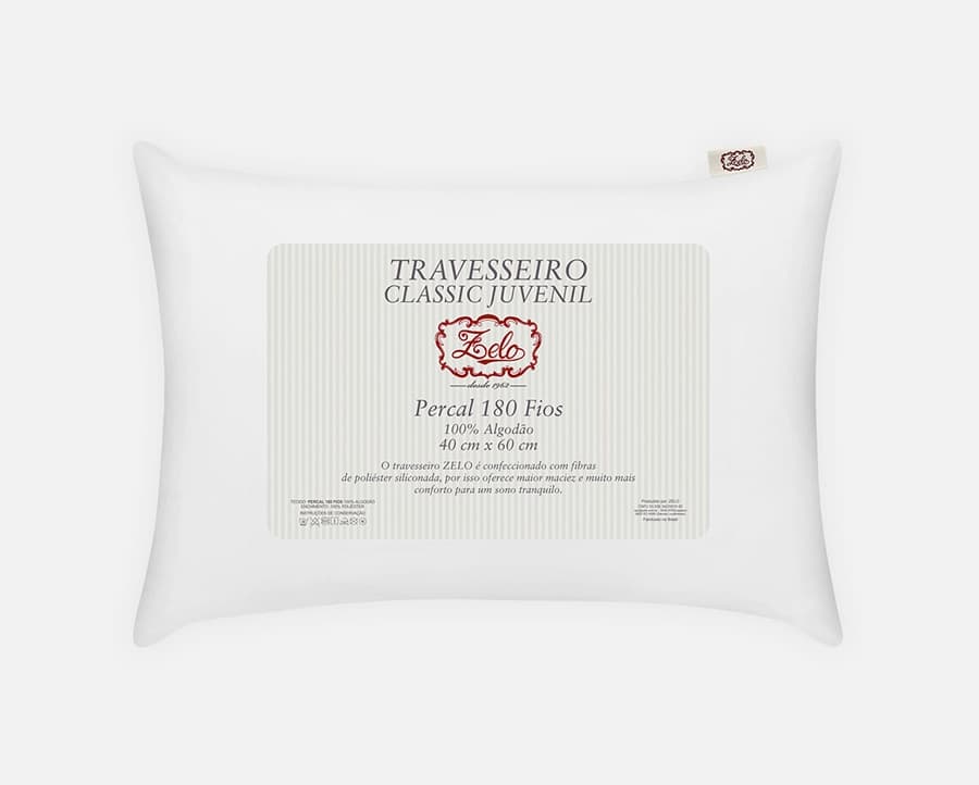 Travesseiro Zelo Classic Juvenil 0.40x0.60m - Percal 180 Fios