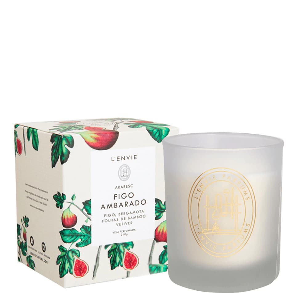 Vela Aromática Lenvie Arabesc Figo Ambarado 210g