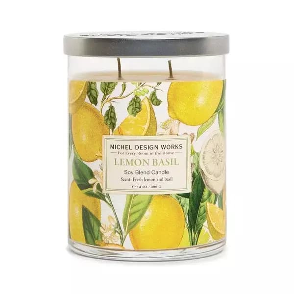 Vela Copo Médio com 2 Pavios Lemon Basil Michel Design Works