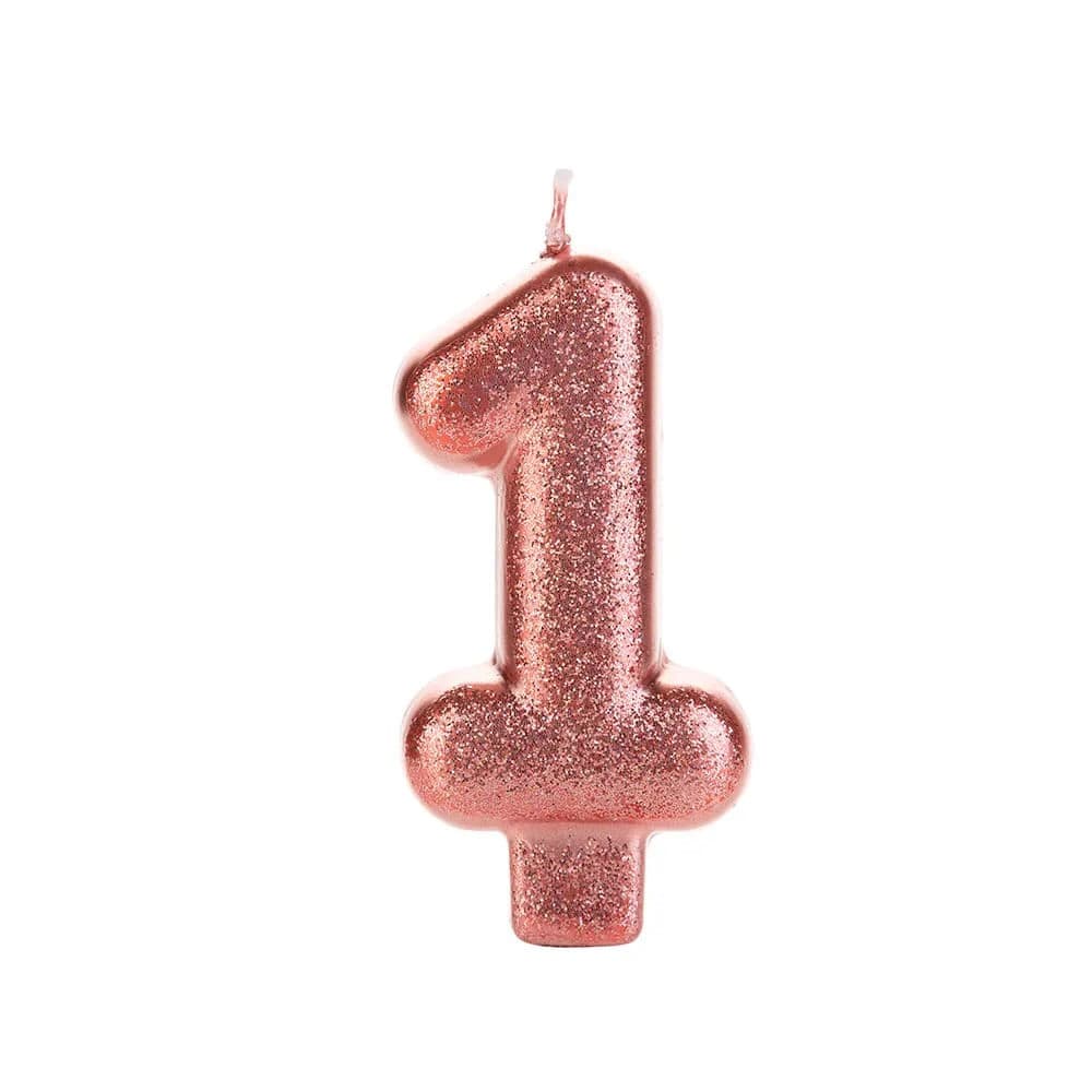 Vela de Aniversário Glitter Número 1 Bronze - Silver Plastic