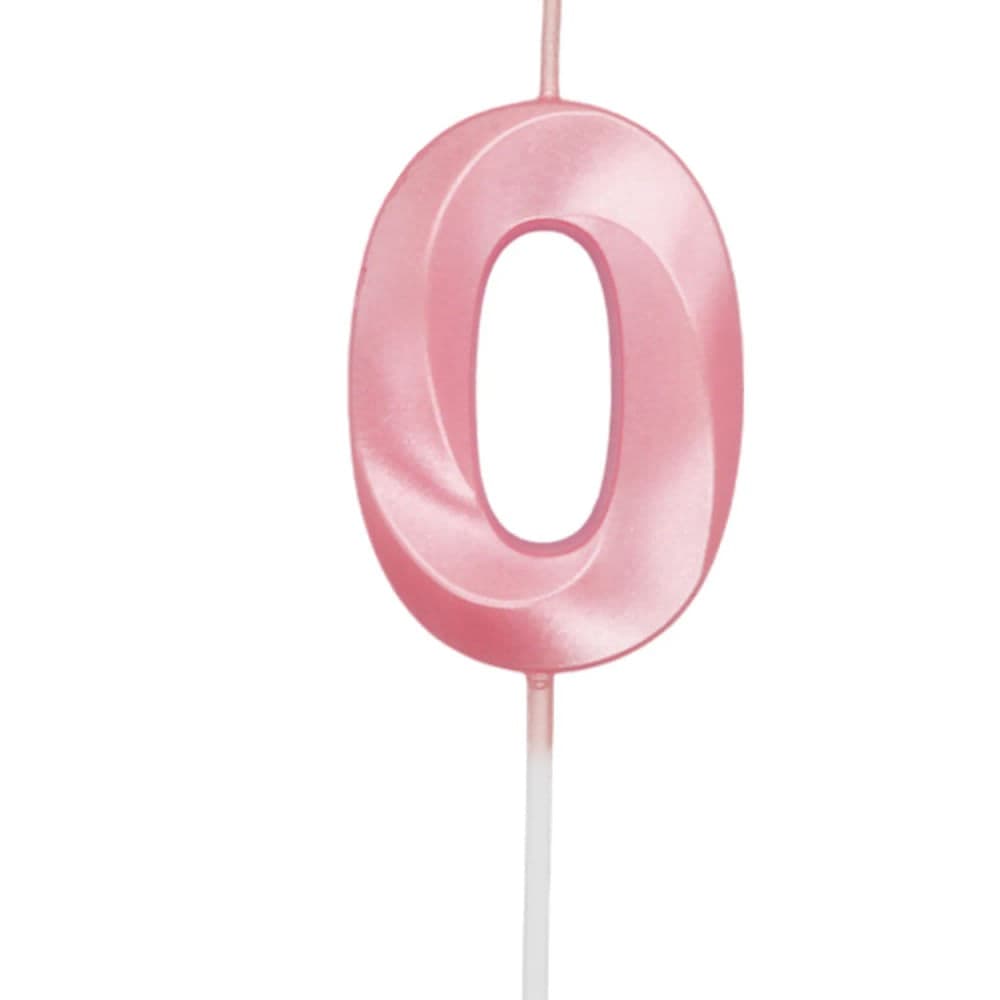 Vela de Aniversário Mini Número 0 Rosa Candy - Silver Plastic