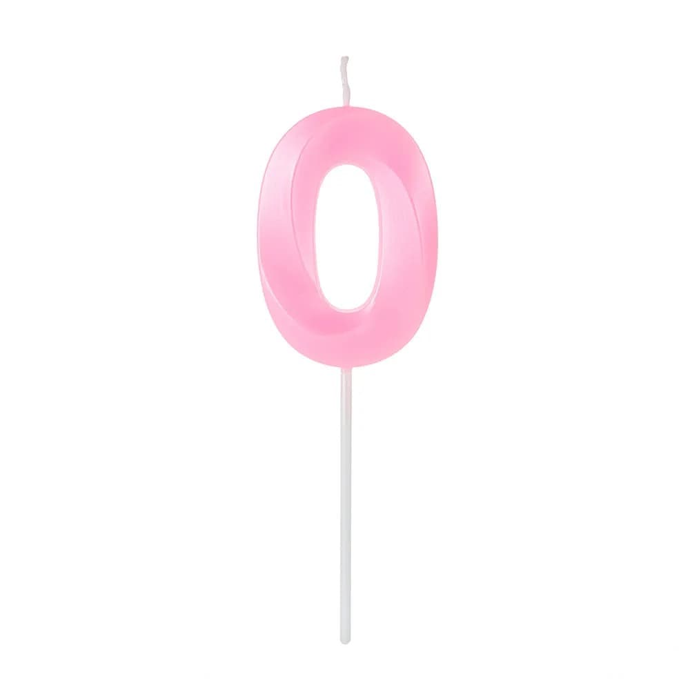 Vela de Aniversário Número 0 Perolizada Rosa - Silver Plastic