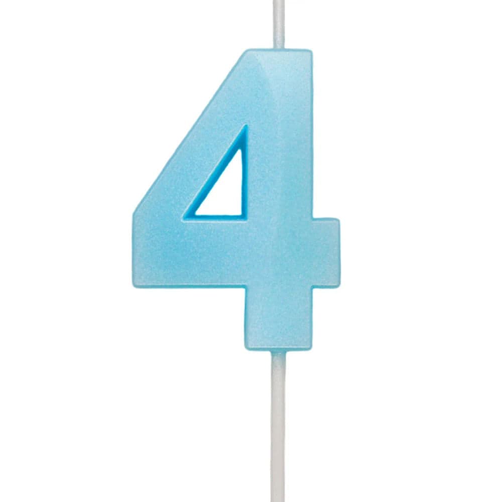 Vela de Aniversário Número 4 Azul Candy - Silver Plastic
