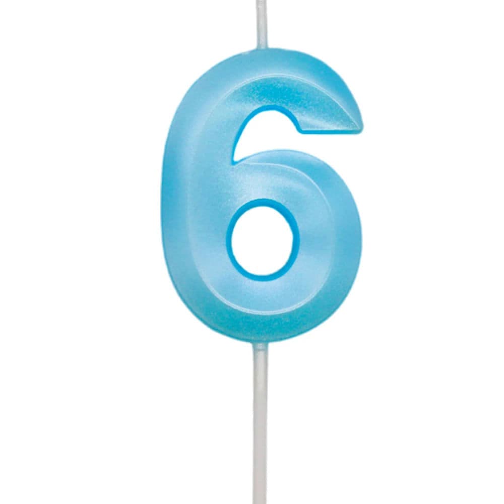 Vela de Aniversário Número 6 Azul Candy - Silver Plastic