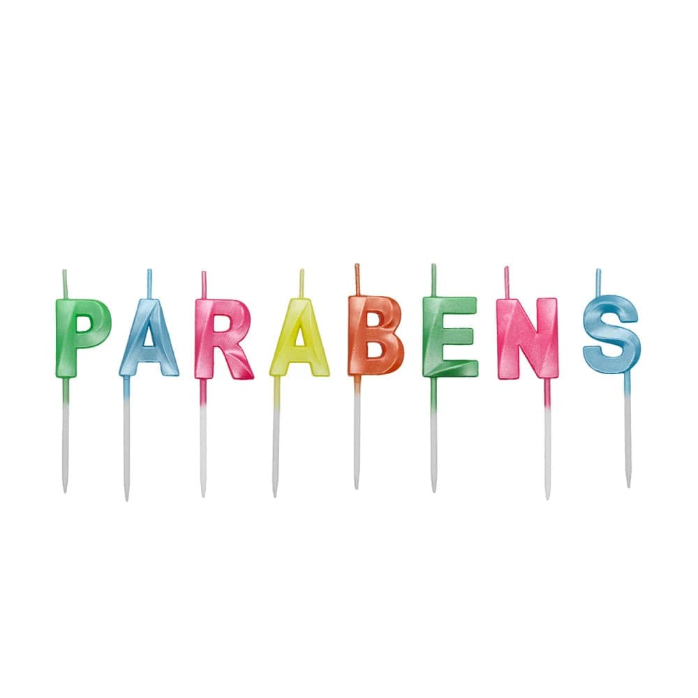 Vela Design Parabéns Neon - Silver Plastic