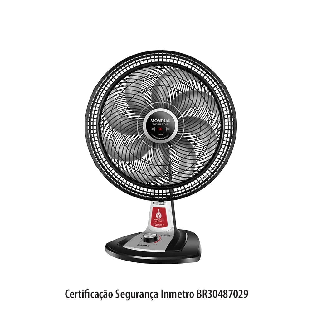 Ventilador de Mesa Mondial Turbo 8 Pás 40cm com Repelente Líquido