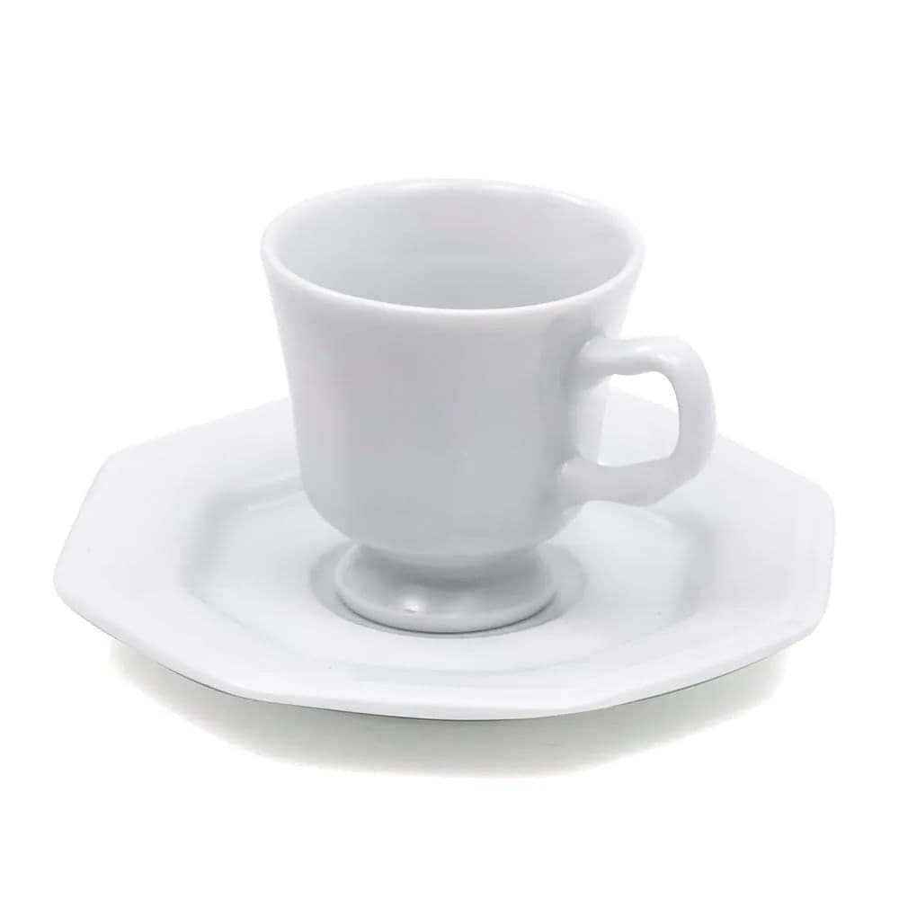 Xícara de Café com Pires Prisma 65mL Branca - Schmidt