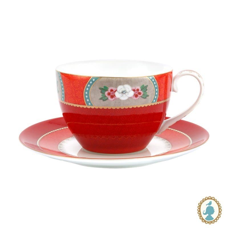Xícara de Chá com Pires Blushing Birds Pip Studio Vermelho