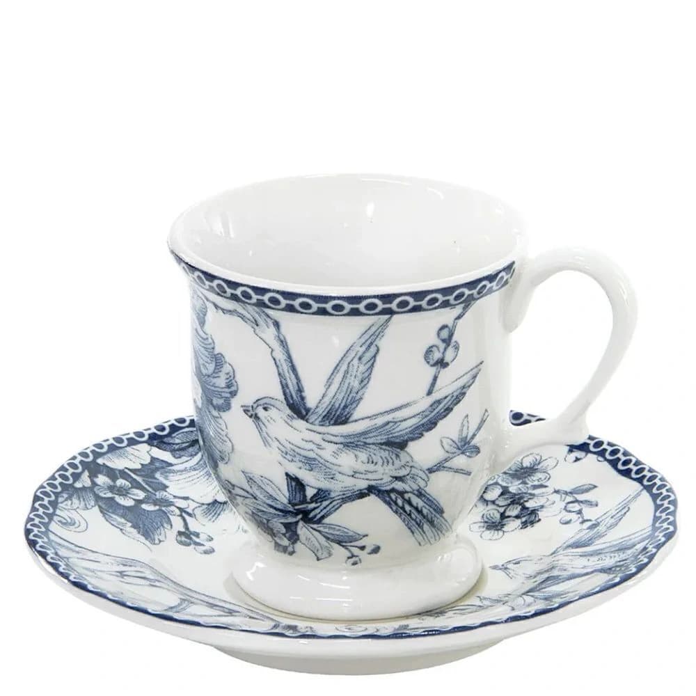 Xícara para Café de Porcelana Jardin Bleu 100ml 6pçs