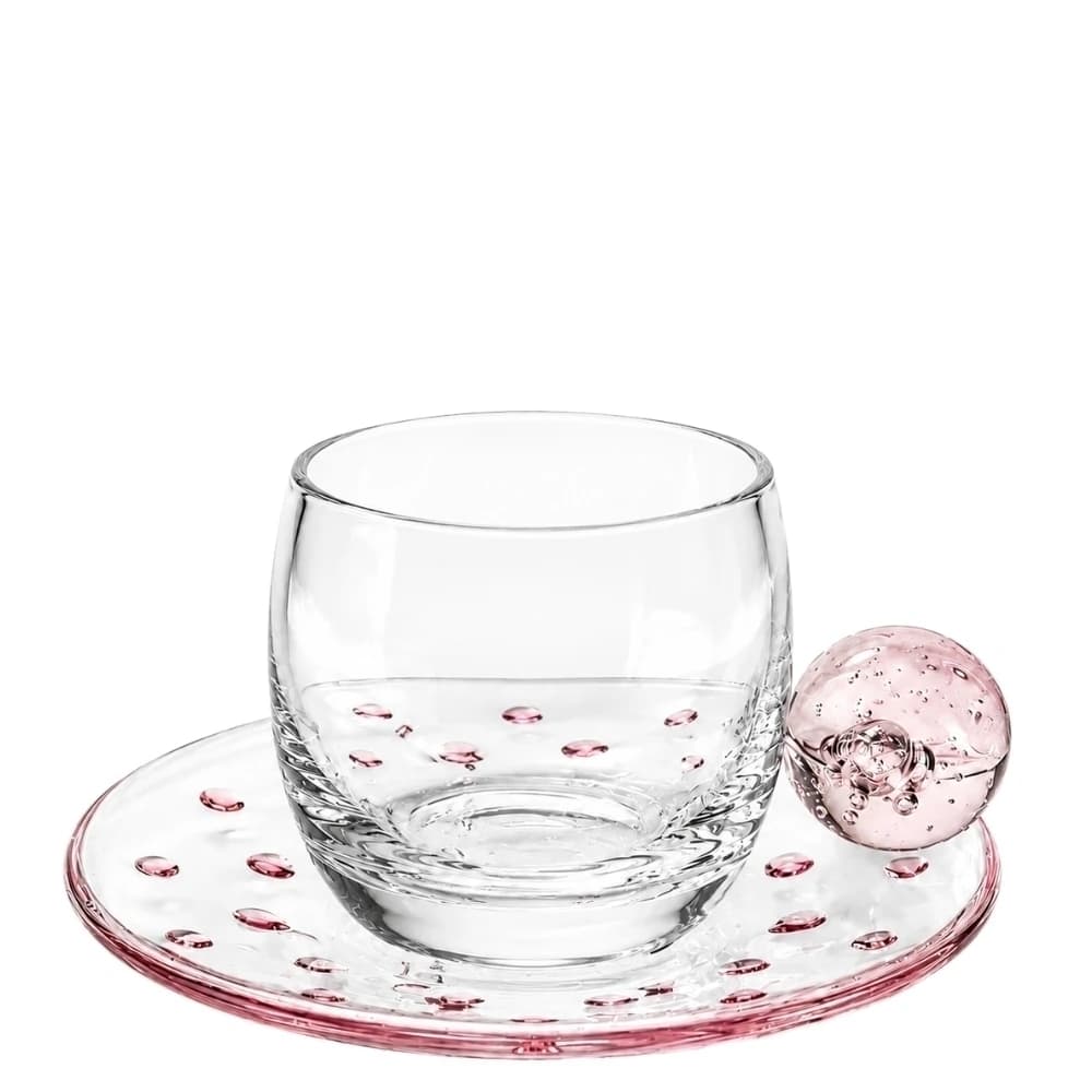 Xícara para Café de Vidro Esfera Rosa 120ml